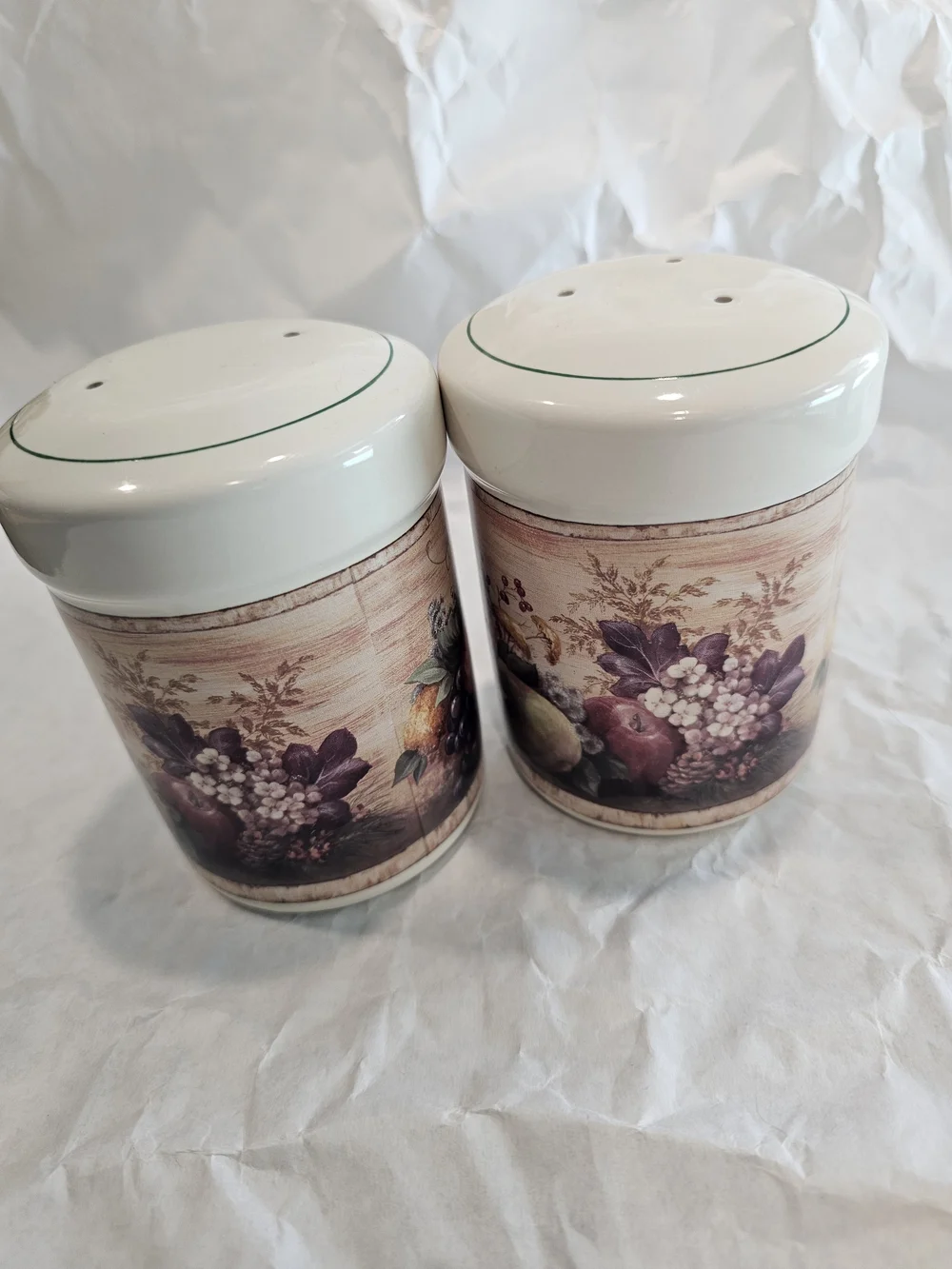 Certified International Corp Fruit Ceramic Salt & Pepper Shakers Set 2 4in